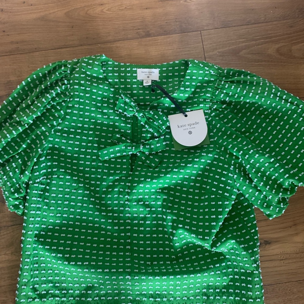 Kate Spade Vibrant Green Top with White Accents
